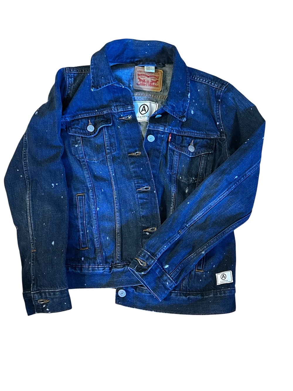 Levi's Blue Denim Jacket with Subtle Micro tears Sz M